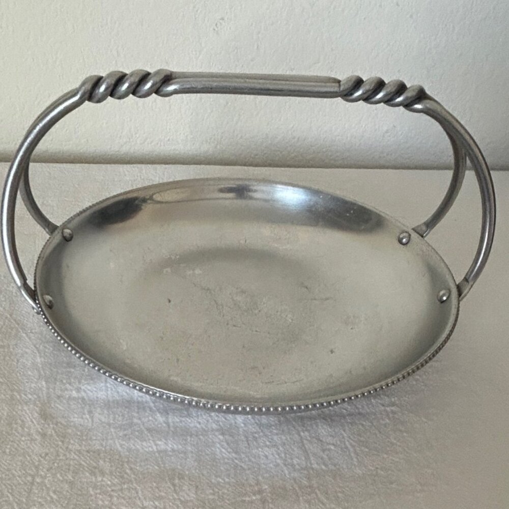 VINTAGE Aluminum Basket Tray with Handle